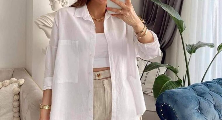 شميز أبيض اوڤر سايز