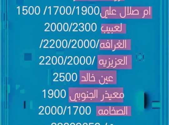 للايجار شقق وملاحق اماكن متفرقةواسعار مناسبةبالصور