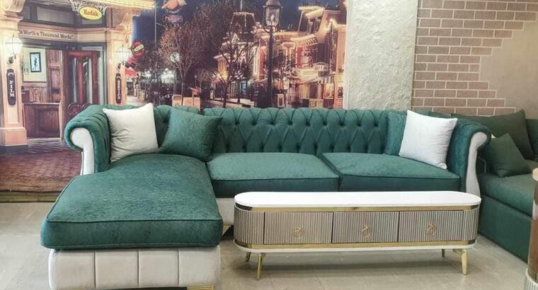 ركنة خشب زان للبيع والقماش جلد مقلوب والاسفنج